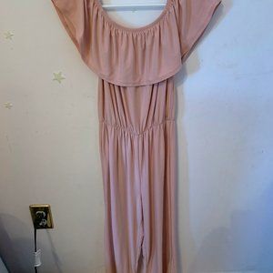 Pale Pink Off the Shoulder Jumpsuit